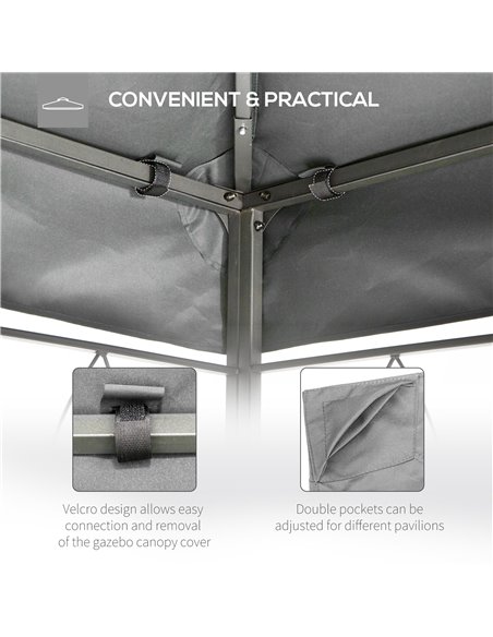 Outsunny Gazebo Replacement Canopy 3x4m, 2 Tier Roof, UV Protection Cover, Outdoor Awning, Light Grey. 84C-102MX - pic 51980 | FastDaddyshop