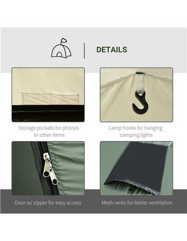 Outsunny Spacious 5 Man Camping Gazebo, Waterproof Tent with Rainfly, 3 Comfortable Rooms, Easy Transport with Carry Bag, Green 