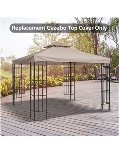 Outsunny 3 x 3(m) Canopy Top Cover for Double Tier Gazebo, Deep Beige 84C-041BG 2