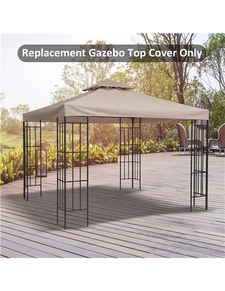 Outsunny 3 x 3(m) Canopy Top Cover for Double Tier Gazebo, Gazebo Replacement Pavilion Roof, Deep Beige (TOP ONLY) 84C-041BG - pic 51994 | FastDaddyshop