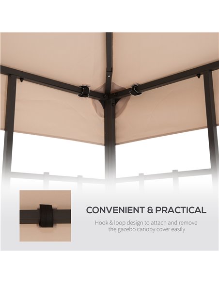 Outsunny 3 x 3(m) Canopy Top Cover for Double Tier Gazebo, Gazebo Replacement Pavilion Roof, Deep Beige (TOP ONLY) 84C-041BG - pic 51998 | FastDaddyshop