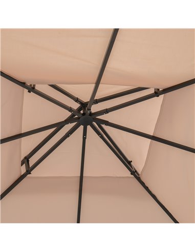 Outsunny 3 x 3(m) Canopy Top Cover for Double Tier Gazebo, Gazebo Replacement Pavilion Roof, Deep Beige (TOP ONLY) 84C-041BG