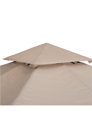 Outsunny 3 x 3(m) Canopy Top Cover for Double Tier Gazebo, Gazebo Replacement Pavilion Roof, Deep Beige (TOP ONLY) 84C-041BG