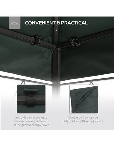 Outsunny Gazebo Replacement Canopy Roof, 3x4m, 2 Tier UV Protection Cover for Garden Patio Outdoor Sun Shelters, Deep Grey (Top 