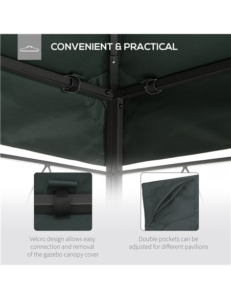 Outsunny Gazebo Replacement Canopy Roof, 3x4m, 2 Tier UV Protection Cover for Garden Patio Outdoor Sun Shelters, Deep Grey (Top  - pic 52007 | FastDaddyshop