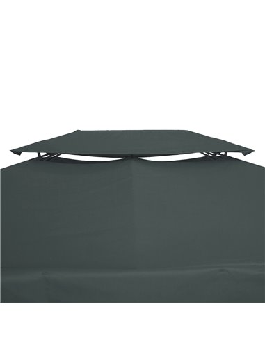 Outsunny Gazebo Replacement Canopy Roof, 3x4m, 2 Tier UV Protection Cover for Garden Patio Outdoor Sun Shelters, Deep Grey (Top 