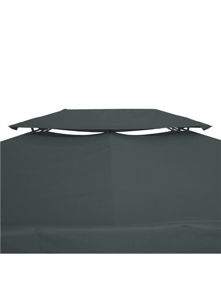 Outsunny Gazebo Replacement Canopy Roof, 3x4m, 2 Tier UV Protection Cover for Garden Patio Outdoor Sun Shelters, Deep Grey (Top  - pic 52010 | FastDaddyshop