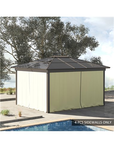 Outsunny Replacement Gazebo Curtain 4-Panel Sidewalls, Beige 84C-293BG