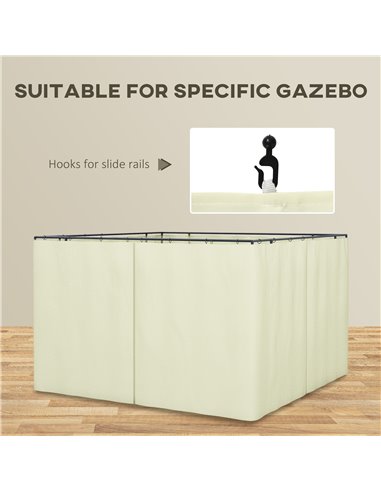 Outsunny Replacement Gazebo Curtain 4-Panel Sidewalls with Zipper for 3 x 3 (M) Yard Gazebos Canopy Tent Beige 84C-293BG