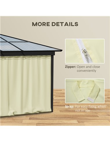 Outsunny Replacement Gazebo Curtain 4-Panel Sidewalls with Zipper for 3 x 3 (M) Yard Gazebos Canopy Tent Beige 84C-293BG