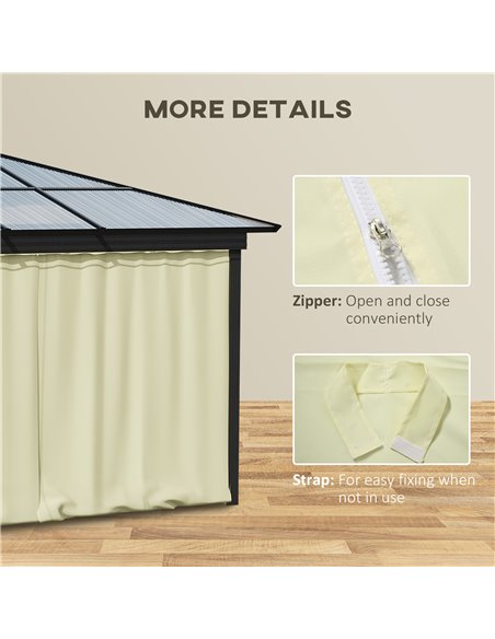 Outsunny Replacement Gazebo Curtain 4-Panel Sidewalls with Zipper for 3 x 3 (M) Yard Gazebos Canopy Tent Beige 84C-293BG - pic 52025 | FastDaddyshop