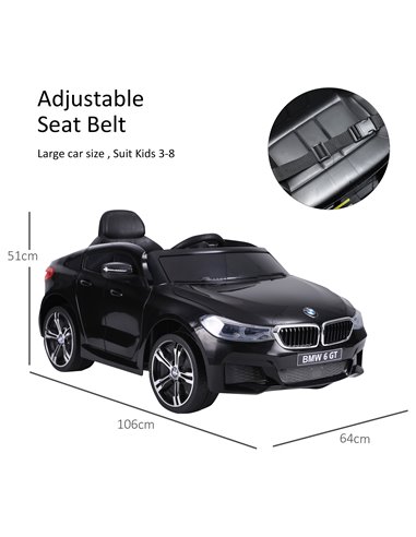 HOMCOM Kids Electric Ride On Car 6V Licensed BMW 6GT W/ Remote-Black