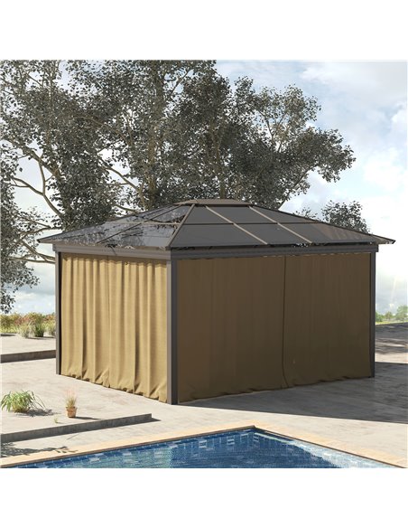 Outsunny Replacement Gazebo Curtain 4-Panel Sidewalls with Zipper for 3 x 3 (M) Yard Gazebos Canopy Tent Brown 84C-293BN - pic 52030 | FastDaddyshop