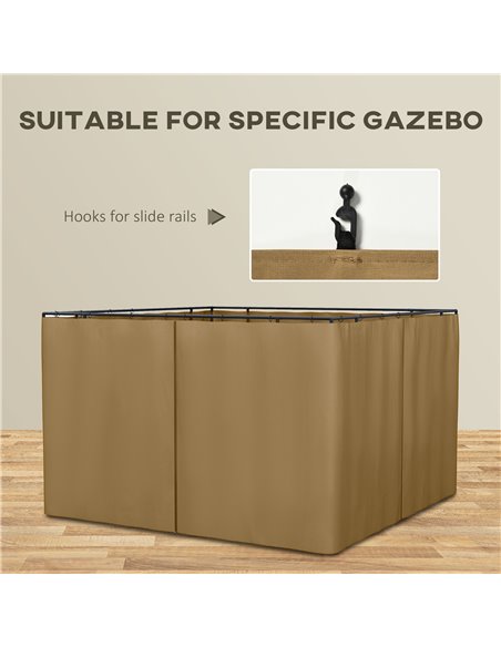 Outsunny Replacement Gazebo Curtain 4-Panel Sidewalls with Zipper for 3 x 3 (M) Yard Gazebos Canopy Tent Brown 84C-293BN - pic 52032 | FastDaddyshop