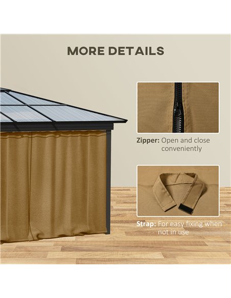 Outsunny Replacement Gazebo Curtain 4-Panel Sidewalls with Zipper for 3 x 3 (M) Yard Gazebos Canopy Tent Brown 84C-293BN - pic 52034 | FastDaddyshop