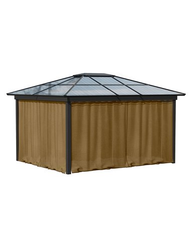 Outsunny Replacement Gazebo Curtain 4-Panel Sidewalls with Zipper for 3 x 3 (M) Yard Gazebos Canopy Tent Brown 84C-293BN