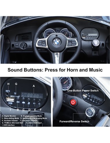 HOMCOM Kids Electric Ride On Car 6V Licensed BMW 6GT W/ Remote-Black