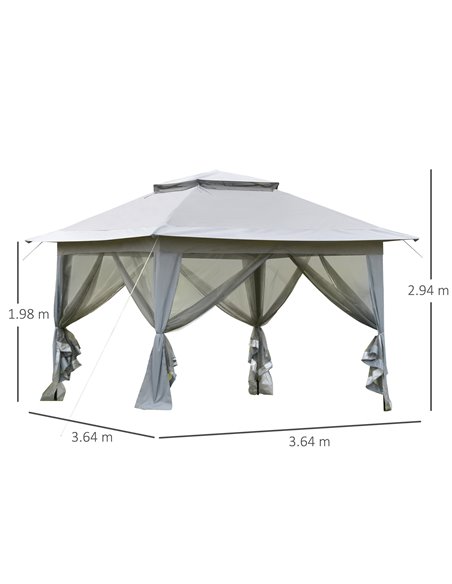 Outsunny Foldable Pop-up Party Tent Instant Canopy Sun Shade Gazebo Shelter Steel Frame Oxford w/ Roller Bag, 3.6 x 3.6 x 2.9(m) - pic 52040 | FastDaddyshop