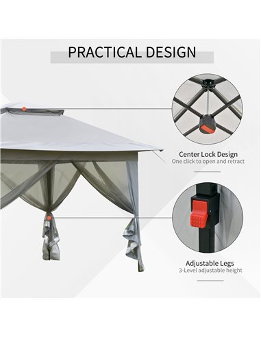 Outsunny Foldable Pop-up Party Tent Instant Canopy Sun Shade Gazebo Shelter Steel Frame Oxford w/ Roller Bag, 3.6 x 3.6 x 2.9(m)