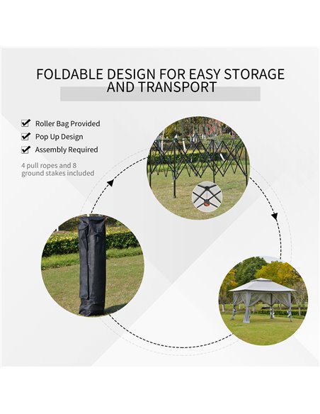 Outsunny Foldable Pop-up Party Tent Instant Canopy Sun Shade Gazebo Shelter Steel Frame Oxford w/ Roller Bag, 3.6 x 3.6 x 2.9(m) - pic 52042 | FastDaddyshop