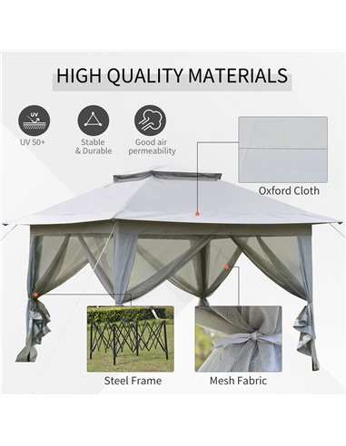 Outsunny Foldable Pop-up Party Tent Instant Canopy Sun Shade Gazebo Shelter Steel Frame Oxford w/ Roller Bag, 3.6 x 3.6 x 2.9(m)