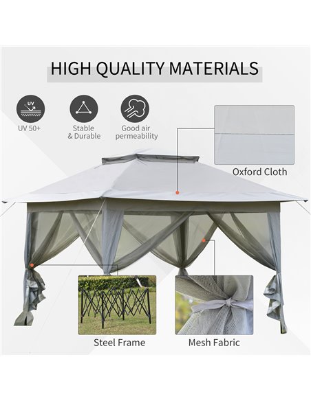 Outsunny Foldable Pop-up Party Tent Instant Canopy Sun Shade Gazebo Shelter Steel Frame Oxford w/ Roller Bag, 3.6 x 3.6 x 2.9(m) - pic 52043 | FastDaddyshop