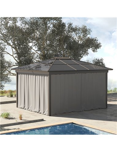Outsunny 3 x 3(m) Universal Gazebo Sidewall Set with 4 Panels, Hooks/C-Rings Included for Pergolas & Cabanas, Light Grey 84C-226