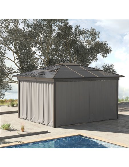 Outsunny 3 x 3(m) Universal Gazebo Sidewall Set with 4 Panels, Hooks/C-Rings Included for Pergolas & Cabanas, Light Grey 84C-226 - pic 52057 | FastDaddyshop