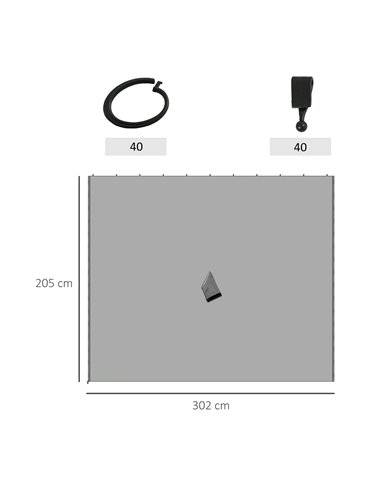 Outsunny 3 x 3(m) Universal Gazebo Sidewall Set with 4 Panels, Hooks/C-Rings Included for Pergolas & Cabanas, Light Grey 84C-226