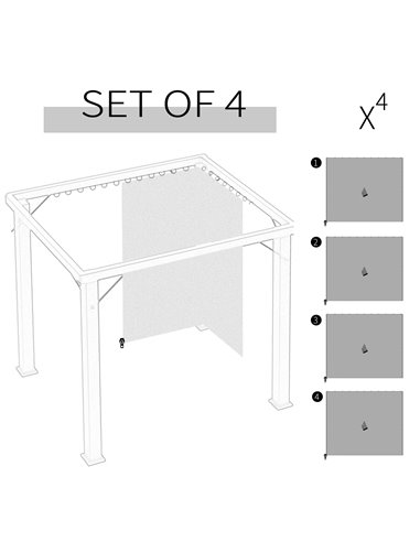 Outsunny 3 x 3(m) Universal Gazebo Sidewall Set with 4 Panels, Hooks/C-Rings Included for Pergolas & Cabanas, Light Grey 84C-226