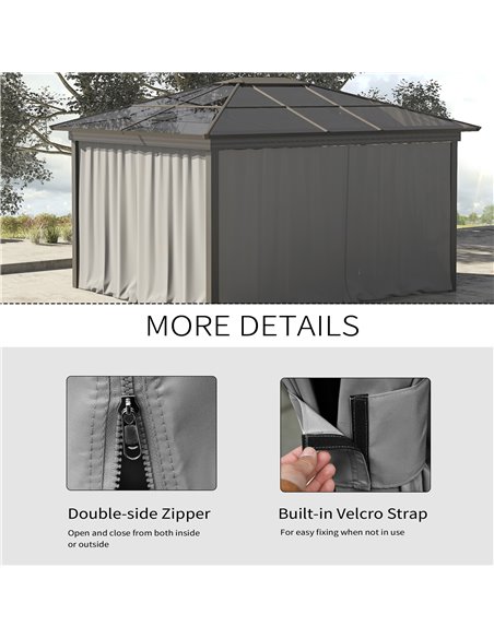 Outsunny 3 x 3(m) Universal Gazebo Sidewall Set with 4 Panels, Hooks/C-Rings Included for Pergolas & Cabanas, Light Grey 84C-226 - pic 52060 | FastDaddyshop