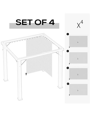Outsunny 4 Pack Universal Gazebo Replacement Sidewalls Privacy Panel for Most 3 x 4m Gazebo Canopy Pavillion Outdoor Shelter Cur