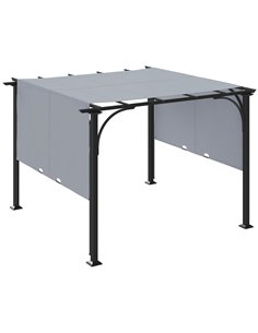 Outsunny 3 x 3(m) Garden Pergola, Outdoor Retractable Pergola Gazebo with Adjustable Canopy, Sun Shade Patio Canopy Shelter, Gre