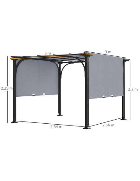 Outsunny 3 x 3(m) Garden Pergola, Outdoor Retractable Pergola Gazebo with Adjustable Canopy, Sun Shade Patio Canopy Shelter, Gre - pic 52076 | FastDaddyshop