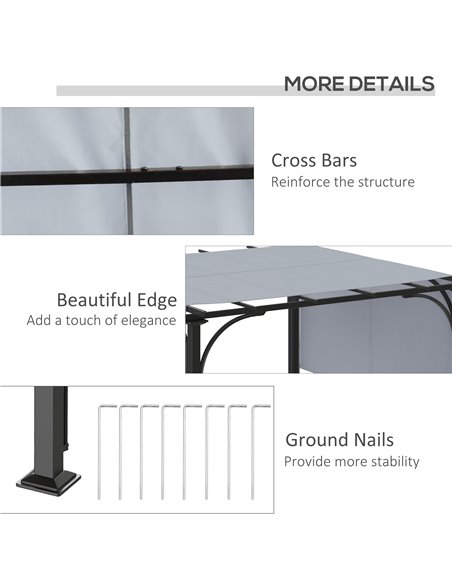 Outsunny 3 x 3(m) Garden Pergola, Outdoor Retractable Pergola Gazebo with Adjustable Canopy, Sun Shade Patio Canopy Shelter, Gre - pic 52079 | FastDaddyshop