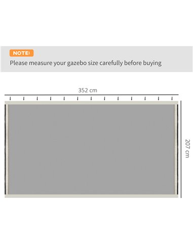 Outsunny Universal Mosquito Netting, Replacement Mesh Sidewall for Patio Gazebos & Canopy Tents, 352 x 207cm, Beige 84C-142V02