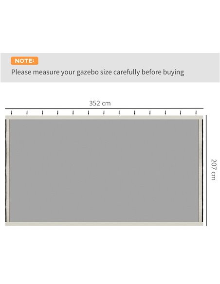 Outsunny Universal Mosquito Netting, Replacement Mesh Sidewall for Patio Gazebos & Canopy Tents, 352 x 207cm, Beige 84C-142V02 - pic 52085 | FastDaddyshop
