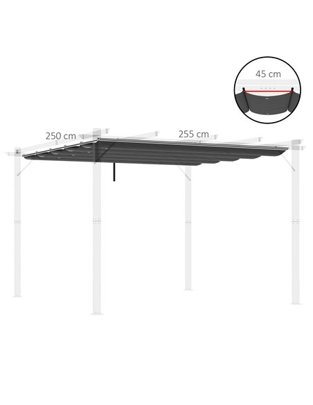 Outsunny Retractable Pergola Shade Cover, Replacement Canopy Fabric for 3 x 3 (m) Pergola, Gazebo Retractable Roof, Dark Grey 84 - pic 52103 | FastDaddyshop
