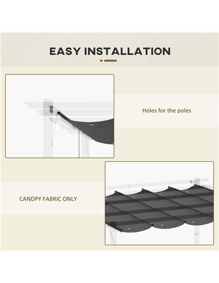 Outsunny Retractable Pergola Shade Cover, Replacement Canopy Fabric for 3 x 3 (m) Pergola, Gazebo Retractable Roof, Dark Grey 84 - pic 52106 | FastDaddyshop