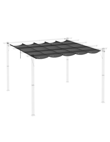 Outsunny Retractable Pergola Shade Cover, Replacement Canopy Fabric for 3 x 3 (m) Pergola, Gazebo Retractable Roof, Dark Grey 84