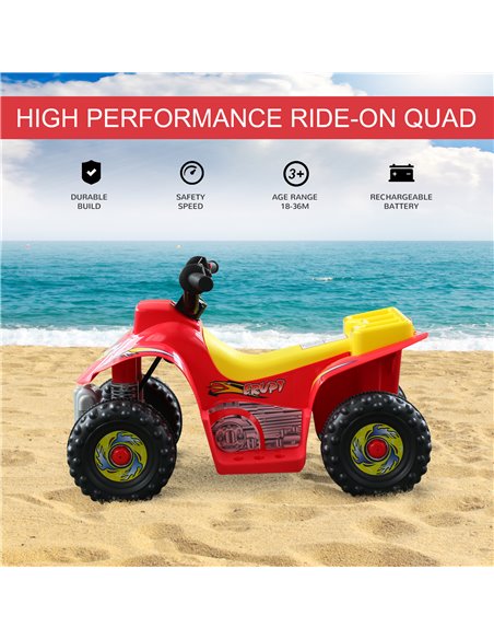 HOMCOM 6V Electric Quad Bike for Kids Ride on Car ATV for 1.5 - 3 Years Red - pic 5212 | FastDaddyshop