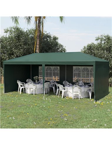 Outsunny 6x3 m Party Tent Gazebo Marquee Outdoor Patio Canopy Shelter with Windows and Side Panels, Green 840-062V01GN