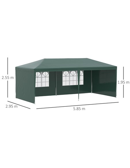 Outsunny 6x3 m Party Tent Gazebo Marquee Outdoor Patio Canopy Shelter with Windows and Side Panels, Green 840-062V01GN - pic 52121 | FastDaddyshop