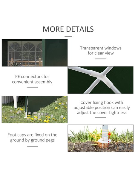 Outsunny 6x3 m Party Tent Gazebo Marquee Outdoor Patio Canopy Shelter with Windows and Side Panels, Green 840-062V01GN - pic 52123 | FastDaddyshop