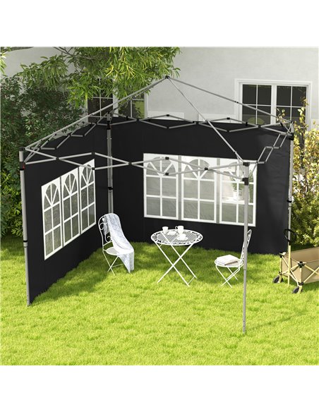 Outsunny Gazebo Side Panels, Sides Replacement with Window for 3x3(m) or 3x4m Pop Up Gazebo, 2 Pack, Black 84C-458V00BK - pic 52129 | FastDaddyshop