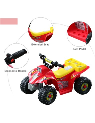 HOMCOM 6V Electric Quad Bike for Kids Ride on Car ATV for 1.5 - 3 Years Red