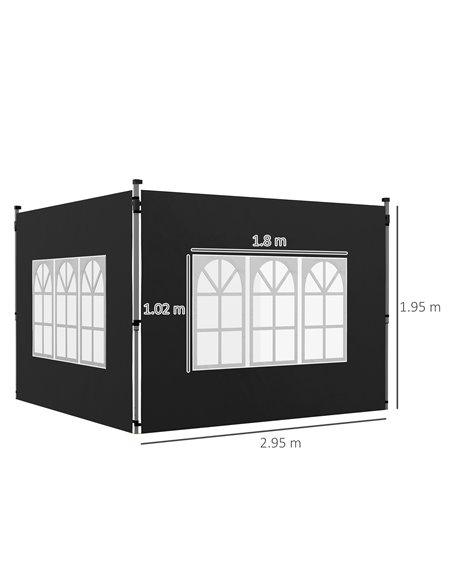 Outsunny Gazebo Side Panels, Sides Replacement with Window for 3x3(m) or 3x4m Pop Up Gazebo, 2 Pack, Black 84C-458V00BK - pic 52130 | FastDaddyshop