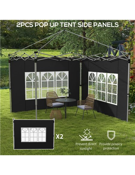 Outsunny Gazebo Side Panels, Sides Replacement with Window for 3x3(m) or 3x4m Pop Up Gazebo, 2 Pack, Black 84C-458V00BK - pic 52131 | FastDaddyshop