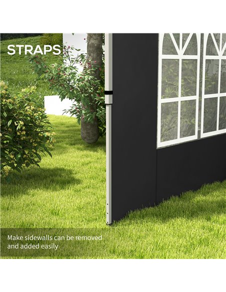 Outsunny Gazebo Side Panels, Sides Replacement with Window for 3x3(m) or 3x4m Pop Up Gazebo, 2 Pack, Black 84C-458V00BK - pic 52132 | FastDaddyshop