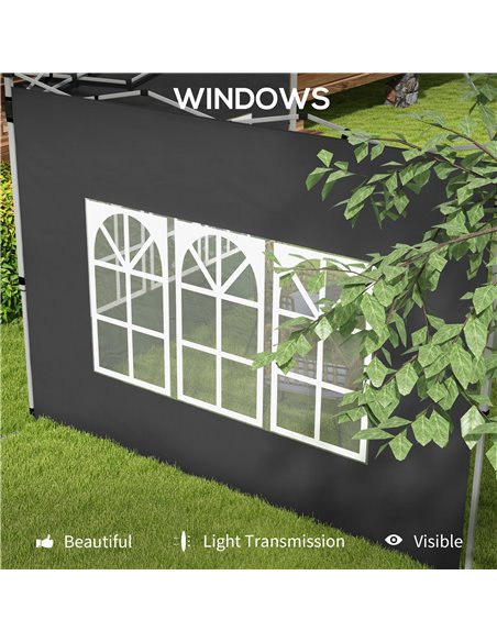 Outsunny Gazebo Side Panels, Sides Replacement with Window for 3x3(m) or 3x4m Pop Up Gazebo, 2 Pack, Black 84C-458V00BK - pic 52133 | FastDaddyshop